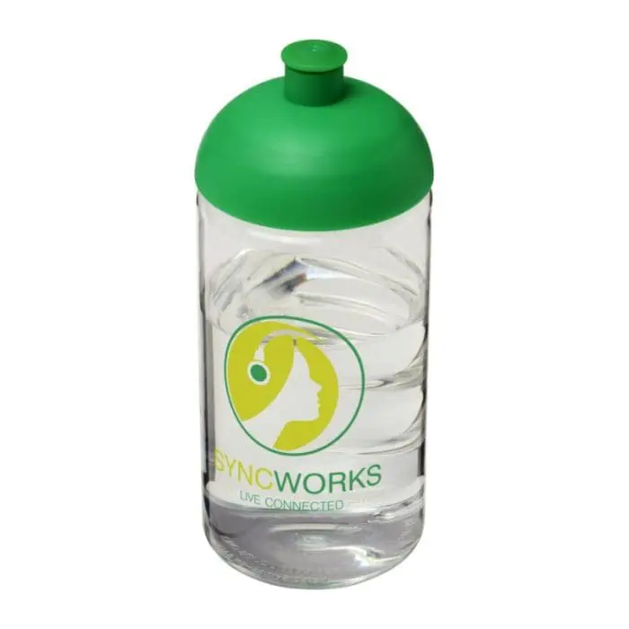 Promotional H2O Active Bop Dome Lid Bottle 500ml in clear with green lid and printed logo