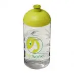 Promotional H2O Active Bop Dome Lid Bottle 500ml in clear with light green lid and printed logo