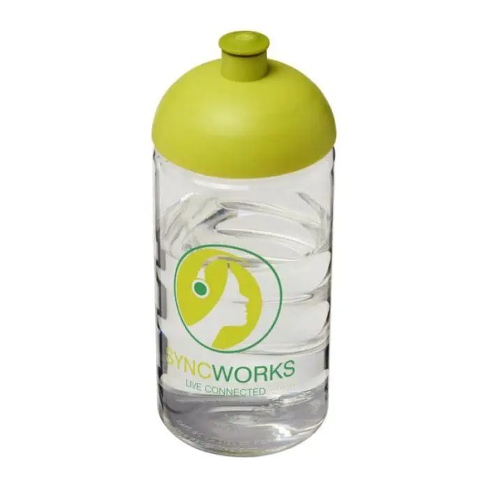 Promotional H2O Active Bop Dome Lid Bottle 500ml in clear with light green lid and printed logo