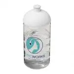 Personalised H2O Active Bop Dome Lid Bottle 500ml in clear with white lid and printed logo