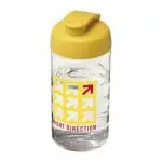 Printed H2O Active Bop Flip Lid Bottle 500ml in clear with yellow lid and printed logo