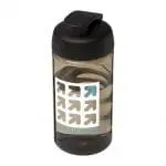 Printed H2O Active Bop Flip Lid Bottle 500ml in grey with black lid and printed logo