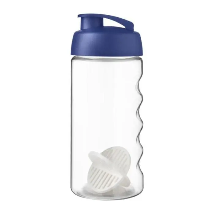 Branded Bop Flip Lid Shaker Bottle 500ml in clear with coloured lid and printed logo