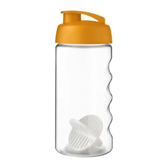 Branded Bop Flip Lid Shaker Bottle 500ml in clear with coloured lid and printed logo