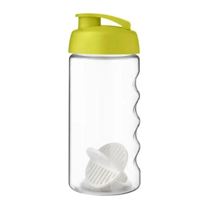 Personalised Bop Flip Lid Shaker Bottle 500ml in clear with coloured lid and printed logo