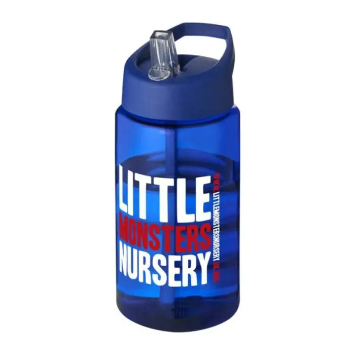 Personalised H2O Active Bop Spout Lid Bottle 500ml in blue with blue lid and printed logo