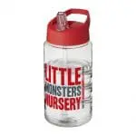 Promotional H2O Active Bop Spout Lid Bottle 500ml in clear with red lid and printed logo