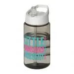 Printed H2O Active Bop Spout Lid Bottle 500ml in grey with white lid and printed logo