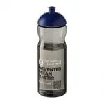 Branded H2O Active Eco Base Dome Lid Bottle in grey with blue lid and printed logo