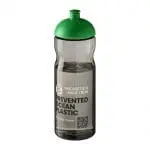 Branded H2O Active Eco Base Dome Lid Bottle in grey with green lid and printed logo