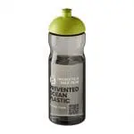 Branded H2O Active Eco Base Dome Lid Bottle in grey with light green lid and printed logo