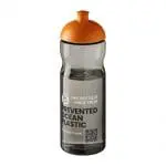 Promotional H2O Active Eco Base Dome Lid Bottle in grey with orange lid and printed logo