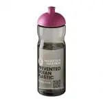 Promotional H2O Active Eco Base Dome Lid Bottle in grey with pink lid and printed logo