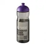 Promotional H2O Active Eco Base Dome Lid Bottle in grey with purple lid and printed logo