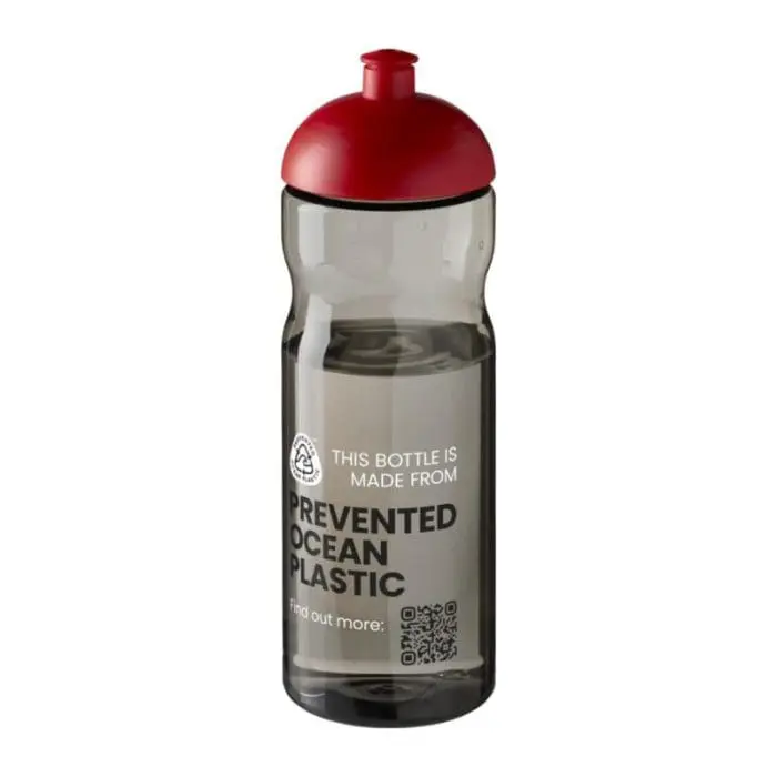 Promotional H2O Active Eco Base Dome Lid Bottle in grey with red lid and printed logo