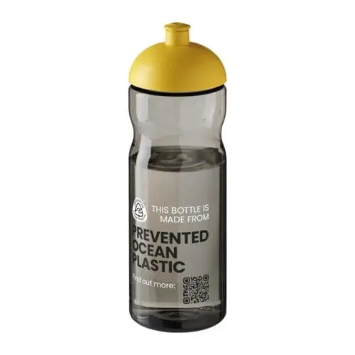 Promotional H2O Active Eco Base Dome Lid Bottle in grey with yellow lid and printed logo