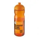 Printed H2O Active Eco Base Dome Lid Bottle in orange with orange lid and printed logo