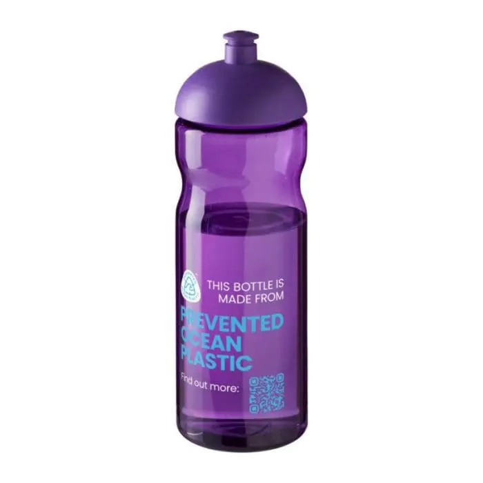 Printed H2O Active Eco Base Dome Lid Bottle in purple with purple lid and printed logo