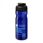 Branded H2O Active Eco Base Flip Lid Bottle in blue with black lid and printed logo