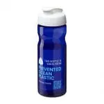 Branded H2O Active Eco Base Flip Lid Bottle in blue with white lid and printed logo