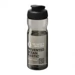 Branded H2O Active Eco Base Flip Lid Bottle in grey with black lid and printed logo