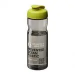 Branded H2O Active Eco Base Flip Lid Bottle in grey with light green lid and printed logo