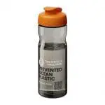 Branded H2O Active Eco Base Flip Lid Bottle in grey with orange lid and printed logo