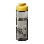 Promotional H2O Active Eco Base Flip Lid Bottle in grey with yellow lid and printed logo