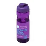 Printed H2O Active Eco Base Flip Lid Bottle in purple with purple lid and printed logo