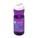 Printed H2O Active Eco Base Flip Lid Bottle in purple with white lid and printed logo