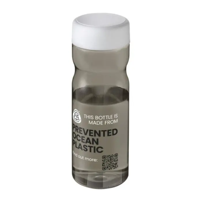 Promotional H2O Active Eco Base Screw Lid Bottle in grey with white lid and printed logo