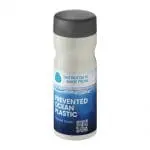 Printed H2O Active Eco Base Screw Lid Bottle in ivory with grey lid and printed logo