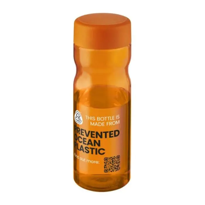 Printed H2O Active Eco Base Screw Lid Bottle in orange with orange lid and printed logo