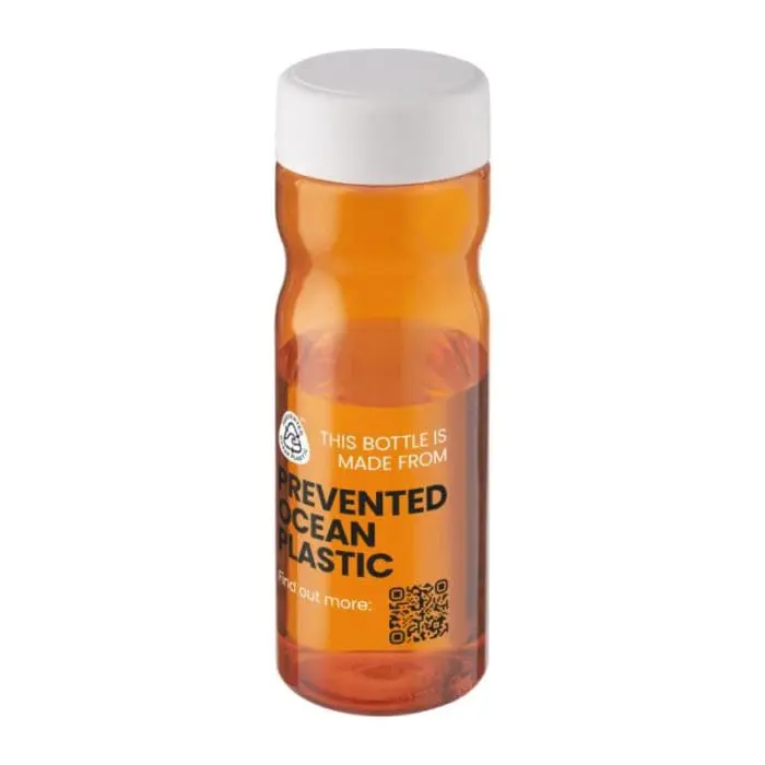 Printed H2O Active Eco Base Screw Lid Bottle in orange with white lid and printed logo