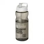 Branded H2O Active Eco Base Spout Lid Bottle in grey with white lid and printed logo