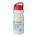 Promotional H2O Active Eco Base Spout Lid Bottle in ivory with red lid and printed logo