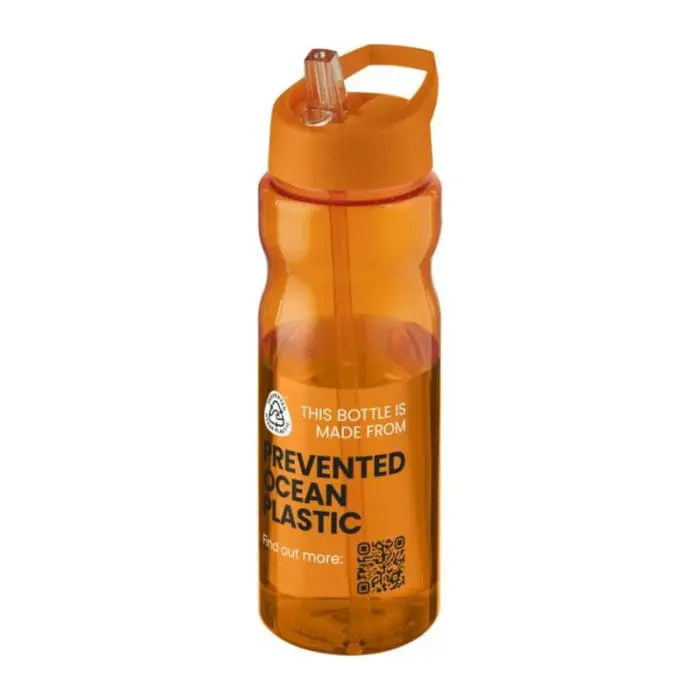 Promotional H2O Active Eco Base Spout Lid Bottle in orange with orange lid and printed logo