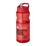 Printed H2O Active Eco Base Spout Lid Bottle 650ml in red with red lid and printed logo