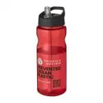 Printed H2O Active Eco Base Spout Lid Bottle in red with black lid and printed logo