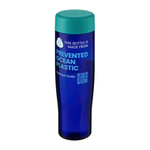 Promotional H2O Active Eco Tempo Screw Lid Bottle 700ml in blue with aqua lid and printed logo or design