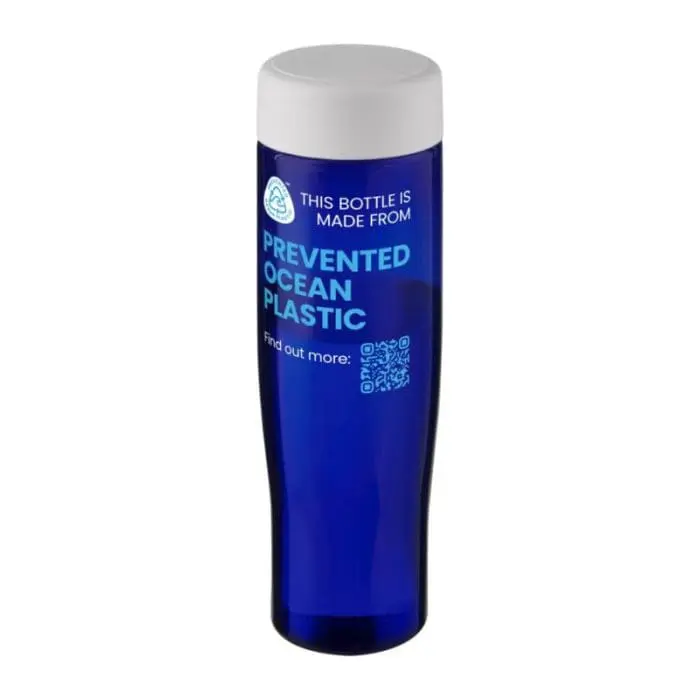 Promotional H2O Active Eco Tempo Screw Lid Bottle 700ml in blue with white lid and printed logo or design