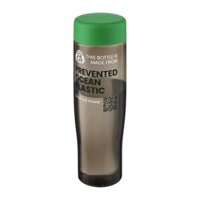 Printed H2O Active Eco Tempo Screw Lid Bottle 700ml in grey with green lid and printed logo or design