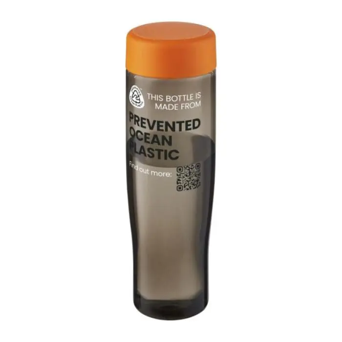 Printed H2O Active Eco Tempo Screw Lid Bottle 700ml in grey with orange lid and printed logo or design