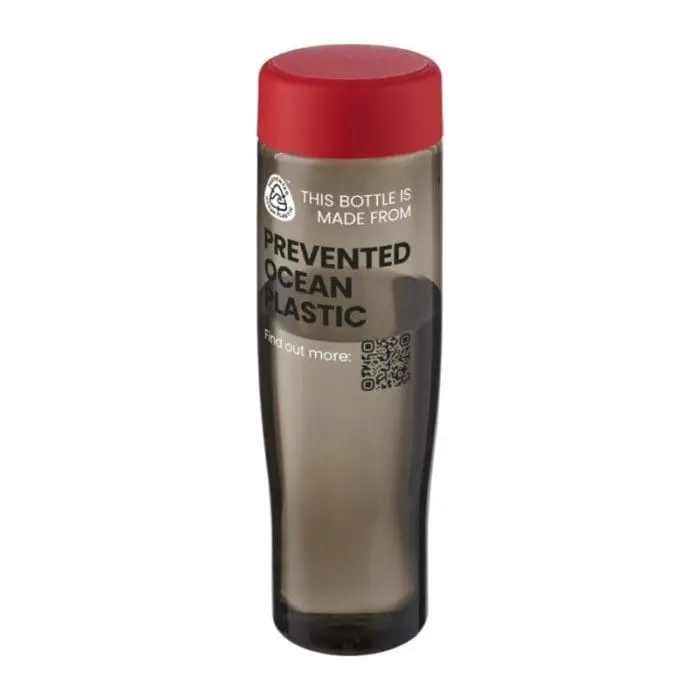 Printed H2O Active Eco Tempo Screw Lid Bottle 700ml in grey with red lid and printed logo or design