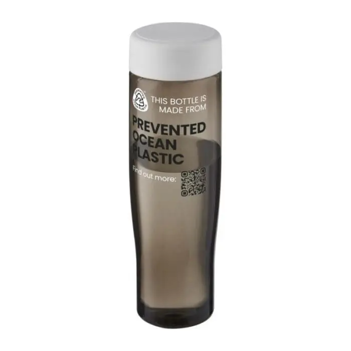 Branded H2O Active Eco Tempo Screw Lid Bottle 700ml in grey with white lid and printed logo or design