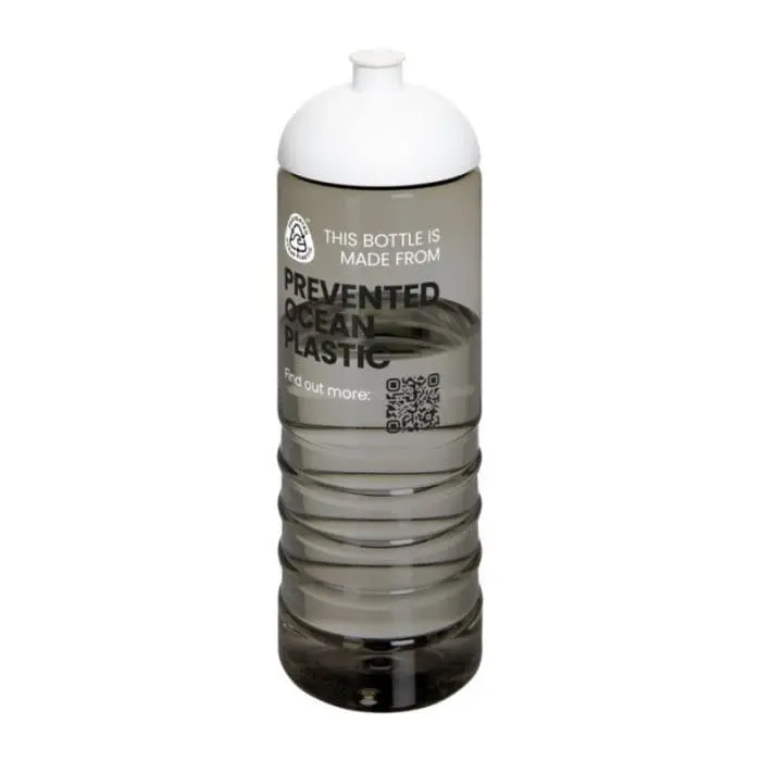 Personalised Eco Treble Dome Lid Bottle 750ml in grey with white lid and printed logo or design