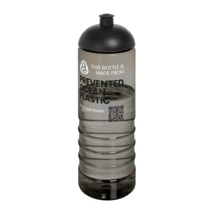 Personalised Eco Treble Dome Lid Bottle 750ml in grey with black lid and printed logo or design