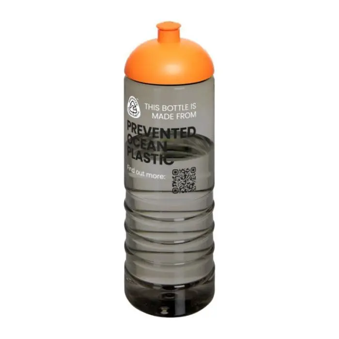 Printed Eco Treble Dome Lid Bottle 750ml in grey with orange lid and printed logo or design