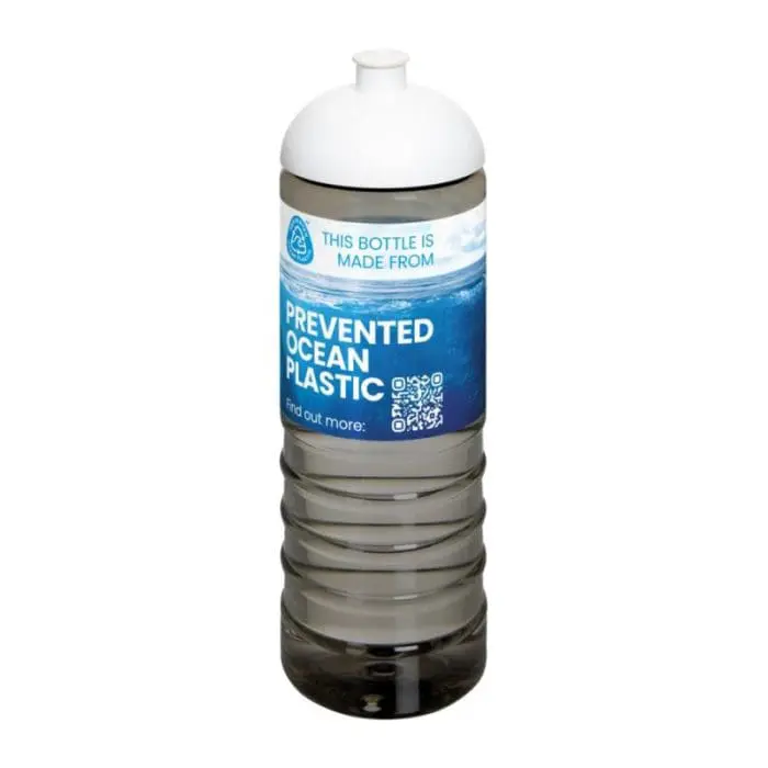 Branded Eco Treble Dome Lid Bottle 750ml in grey with white lid and printed logo or design