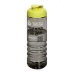 Promotional Eco Treble Flip Lid Bottle 750ml in grey with light green lid and printed with logo